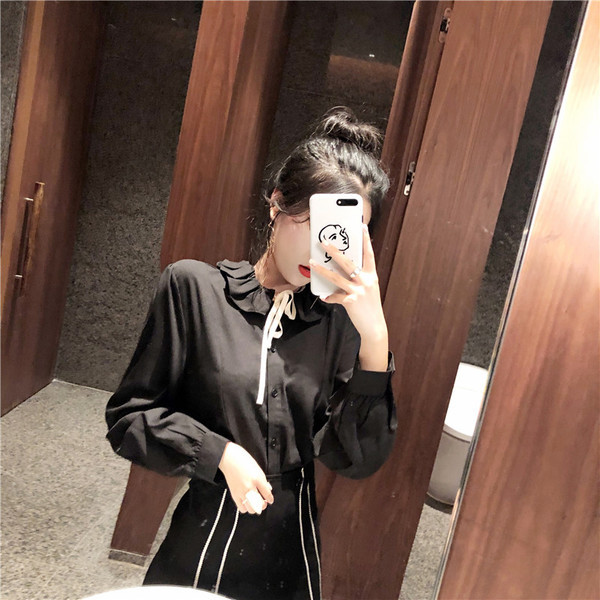 Stílusos női ing fekete színben