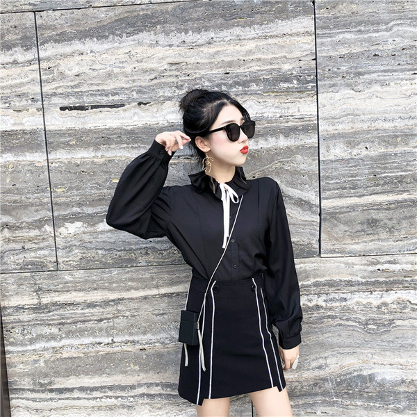 Stílusos női ing fekete színben