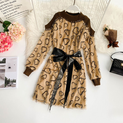 Modern női téli ruha nyitott vállú több színben