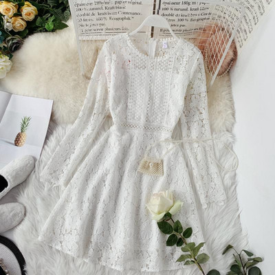 Elegáns női csipkeruha, hosszú ujjal több színben