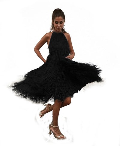 Új modell női ruha csupasz háttal, rojtokkal több színben