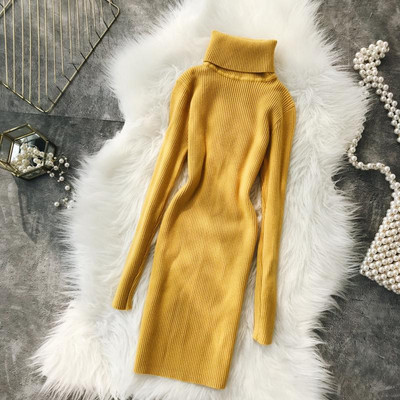 Női téli ruha magas gallérral több színben