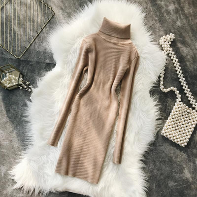 Női téli ruha magas gallérral több színben