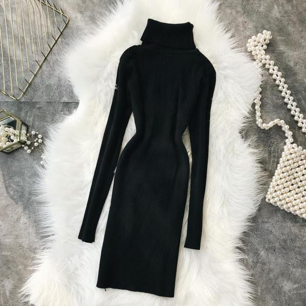 Női téli ruha magas gallérral több színben