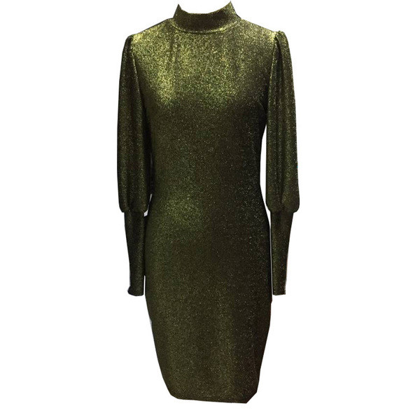 Stílusos női ruha O-nyakú és hosszú ujjú, két színben