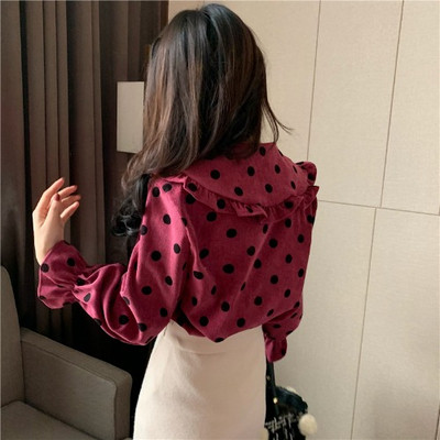 Modern női pöttyös ing három színben