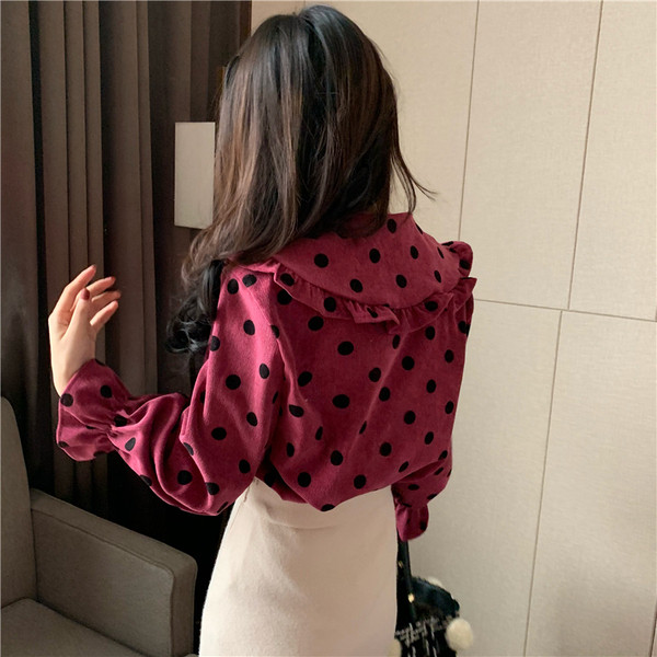 Modern női pöttyös ing három színben