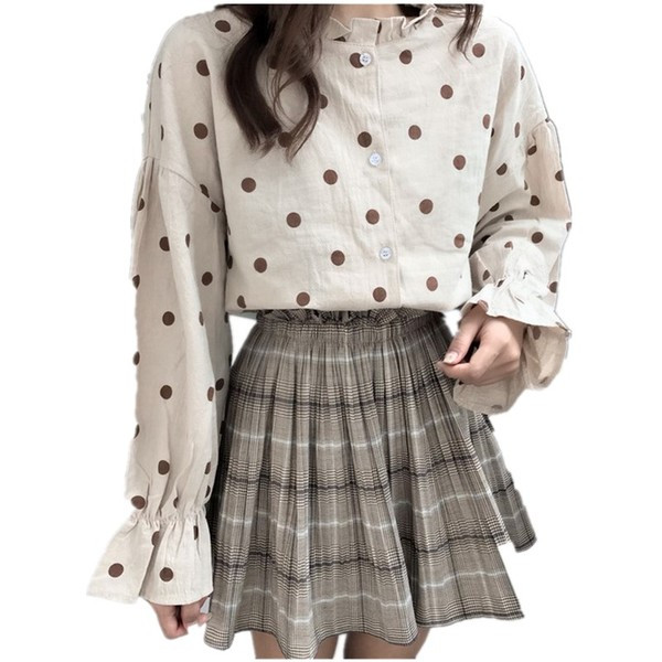 Elegáns női pöttyös blúz két színben