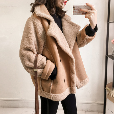 Стилно дамско палто в три цвята - широк модел