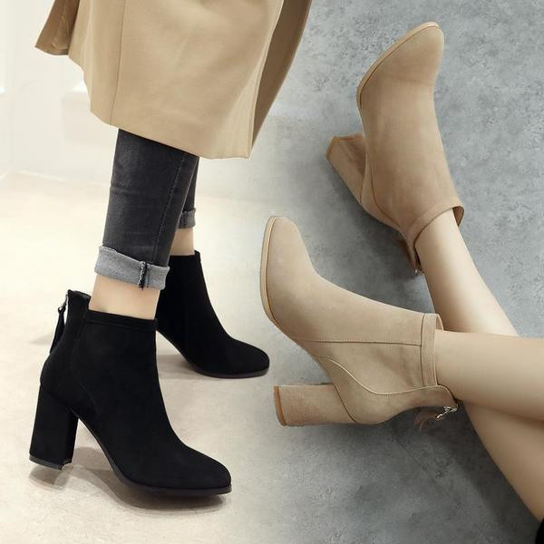 Дамски стилни боти на висок ток в три цвята