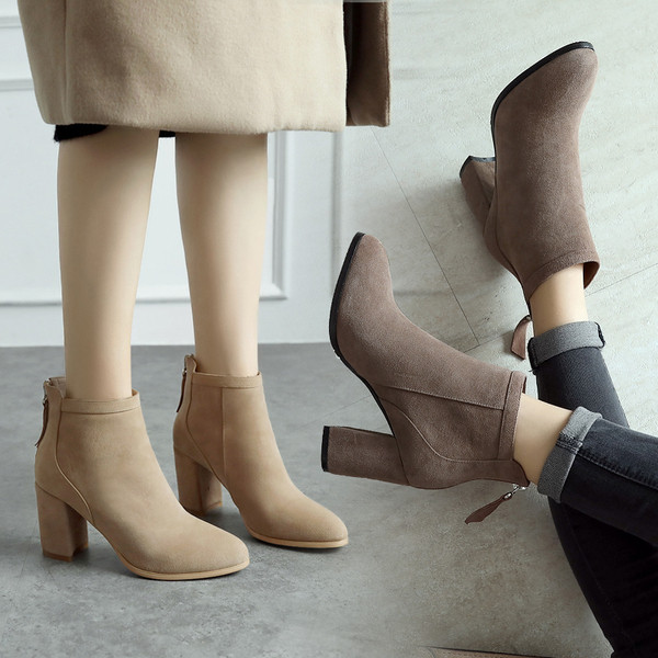 Дамски стилни боти на висок ток в три цвята