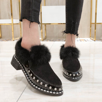 Дамски модерни обувки с капси и пух