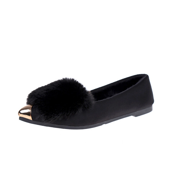 Модерни дамски обувки с пух в два цвята