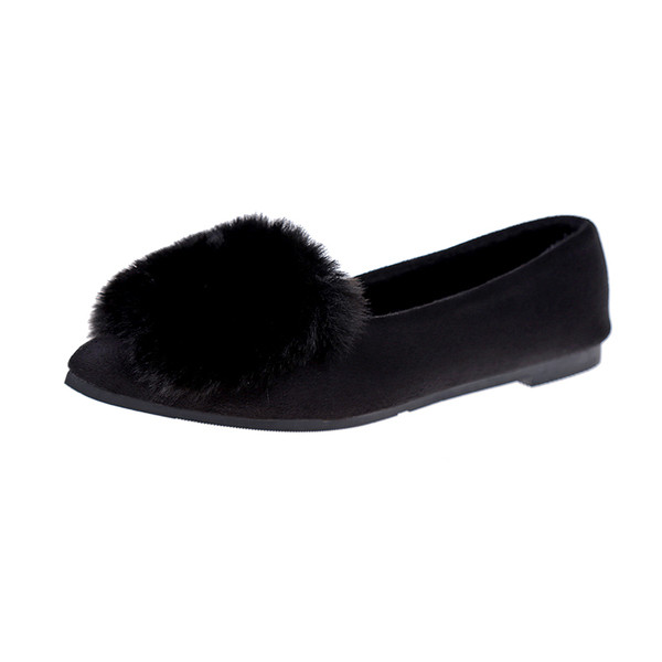 Дамски модерни обувки с пух в два цвята - сив и черен