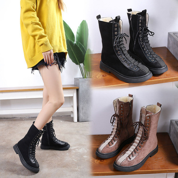 Дамски ботуши в два цвята - кафяв и черен 