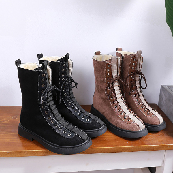 Дамски ботуши в два цвята - кафяв и черен 