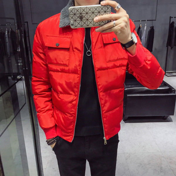 Стилно мъжко яке с мека подплата в черен и червен цвят 