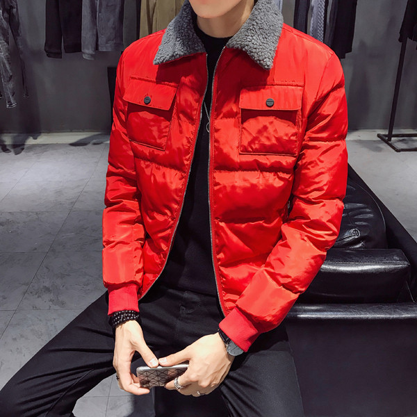 Стилно мъжко яке с мека подплата в черен и червен цвят 