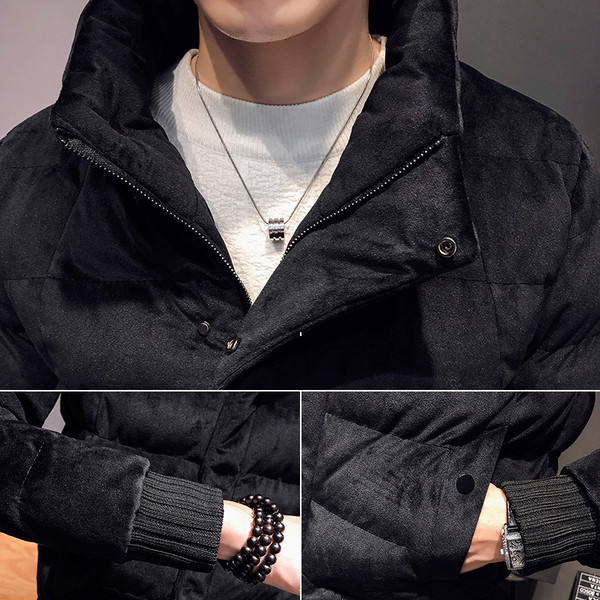 Актуално мъжко яке с V-образна яка в черен и сив цвят 