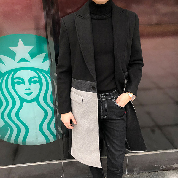 НОВО  Стилно мъжко палто дълъг модел в черен цвят 