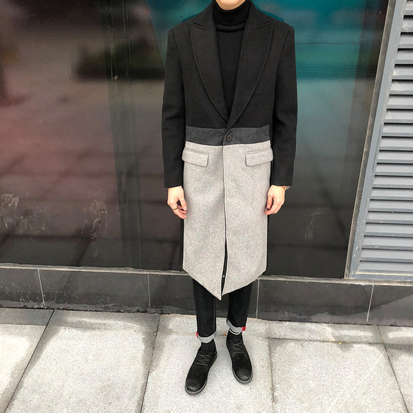 НОВО  Стилно мъжко палто дълъг модел в черен цвят 