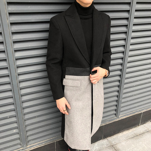 НОВО  Стилно мъжко палто дълъг модел в черен цвят 