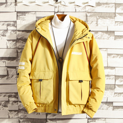 Модерно  мъжко яке в червен, черен и жълт цвят