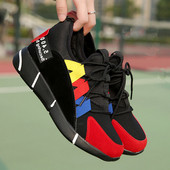 Актуални дамски маратонки в червен и син цвят