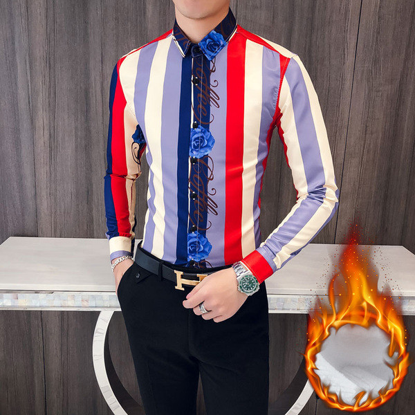 Модерна мъжка цветна риза Slim-модел 