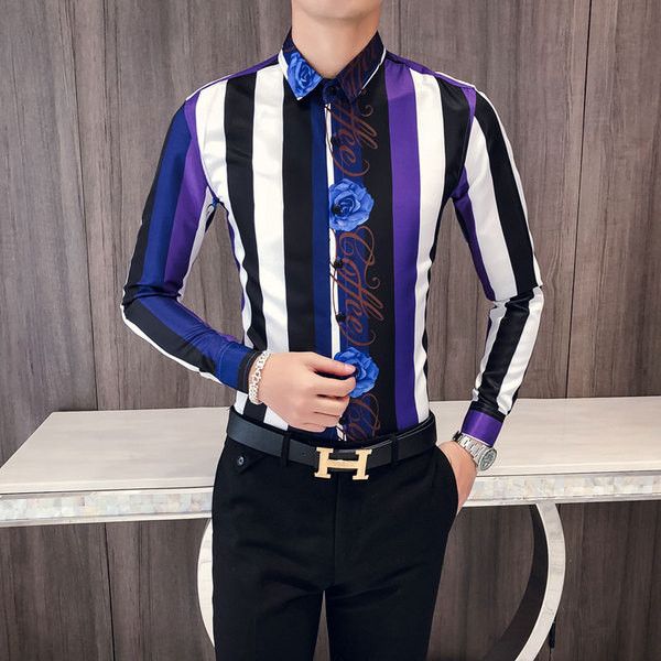 Модерна мъжка цветна риза Slim-модел 