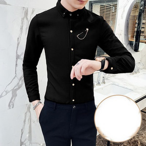 Стилна мъжка риза с метален елемент в няколко цвята