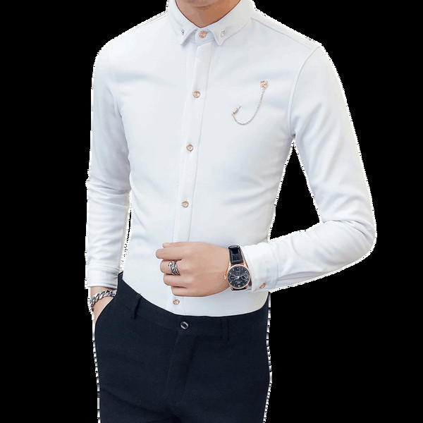 Стилна мъжка риза с метален елемент в няколко цвята