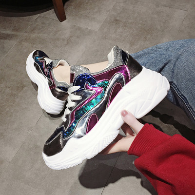 Модерни дамски маратонки с пайети в няколко цвята