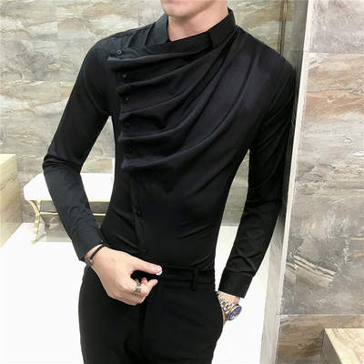 Актуална мъжка риза със странично закопчаване в два модела и два цвята