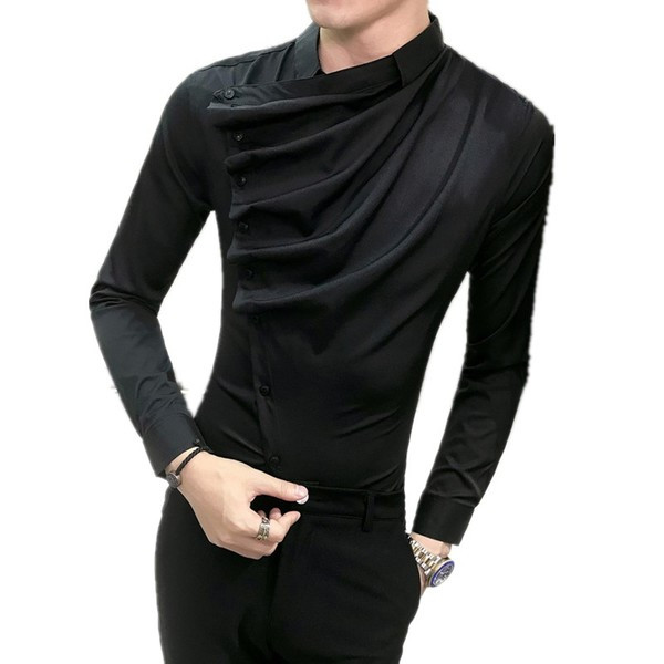 Актуална мъжка риза със странично закопчаване в два модела и два цвята 