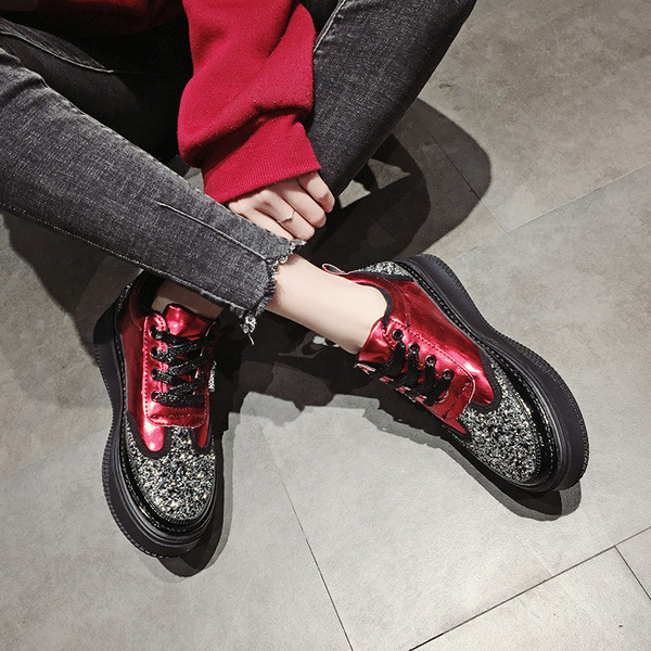 Adidasi moderni de dama cu brocart si talpa inalta in trei culori