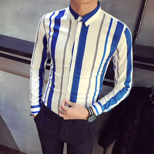 Cămașă bărbătească stilată cu dungi în două culori
