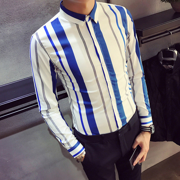 Cămașă bărbătească stilată cu dungi în două culori