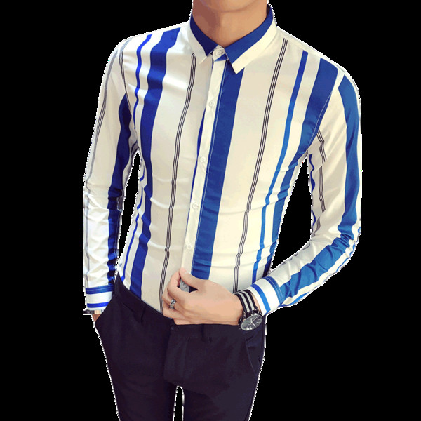 Cămașă bărbătească stilată cu dungi în două culori