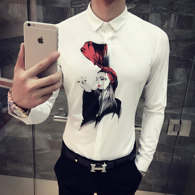 Модерна мъжка риза с цветна  апликация