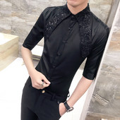 Нов модел мъжка риза с 3/4 ръкав в бял и черен цвят