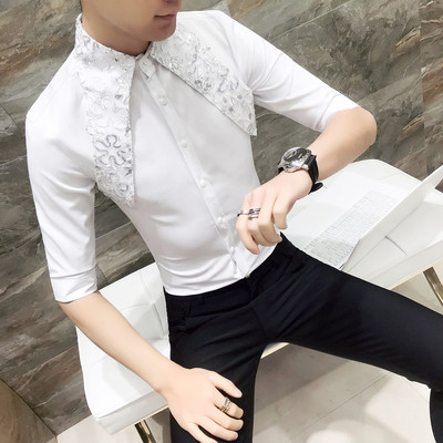 Нов модел мъжка риза с 3/4 ръкав в бял и черен цвят