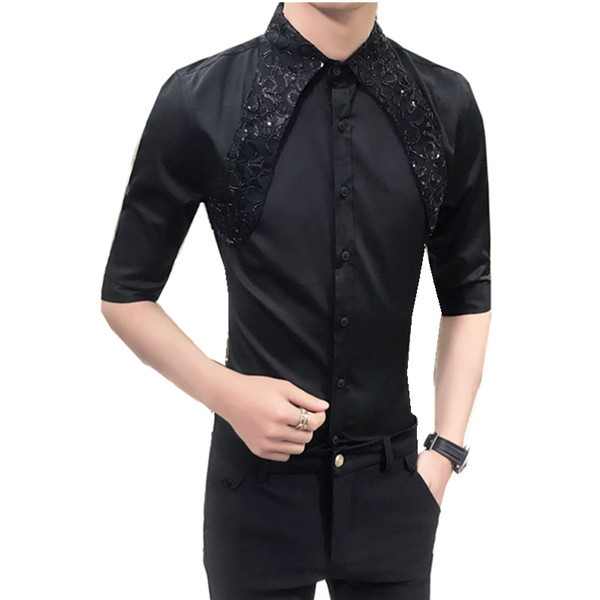 Нов модел мъжка риза с 3/4 ръкав в бял и черен цвят 