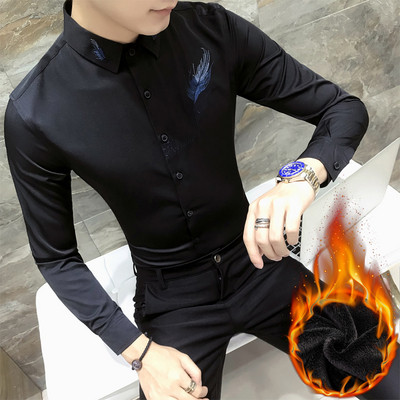 Стилна мъжка риза с цветна бродерия в два модела