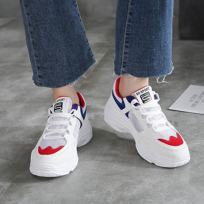 Ежедневни дамски маратонки с връзки в бял цвят