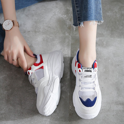 Ежедневни дамски маратонки с връзки в бял цвят