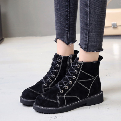 Adidasi moderni de dama din piele intoarsa ecologica cu sireturi in negru si maro