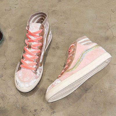 Модерни дамски кецове от кадифв в розов и сив цвят