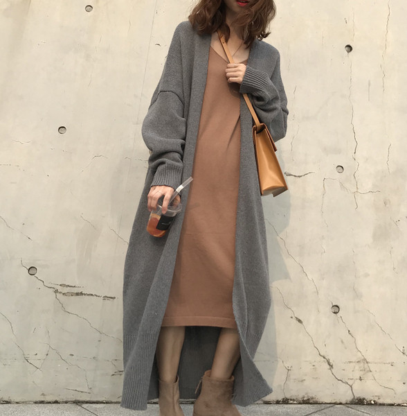 Cardigan lung de dama in doua culori