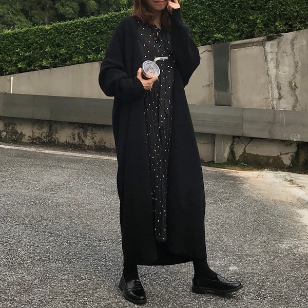 Cardigan lung de dama in doua culori